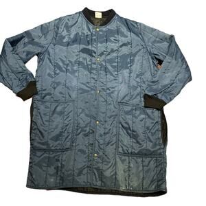 Refrigiwear Liner Style Snap Front Knee Length Jacket Mens XXL in Navy Blue